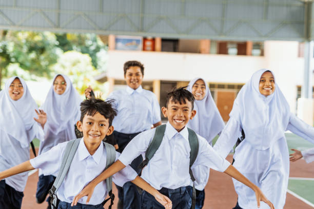 Elementary muslim pupils in primary school in South East Asia